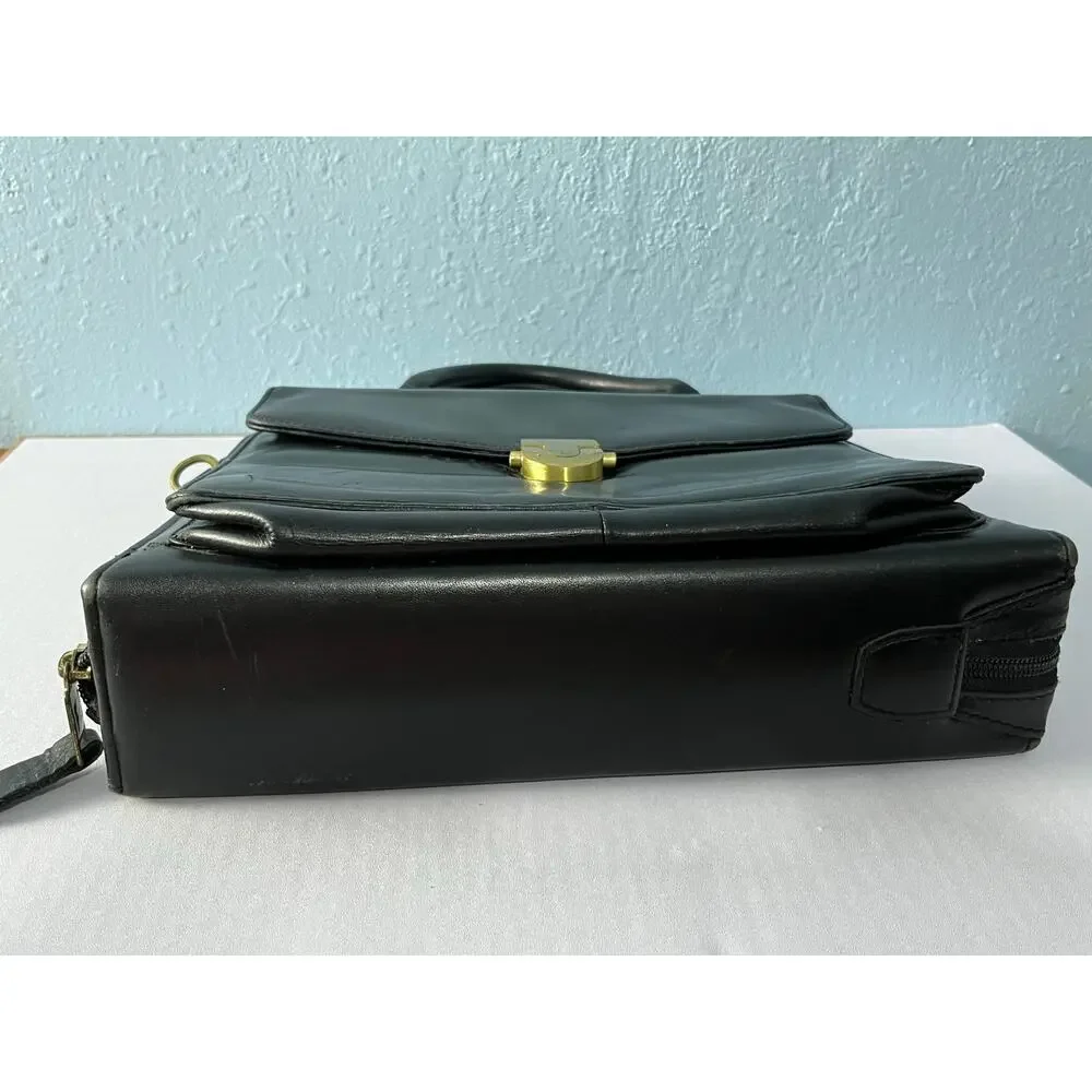 VTG Franklin Quest Black Leather Planner Binder 9.5”x11.5” Office Academia